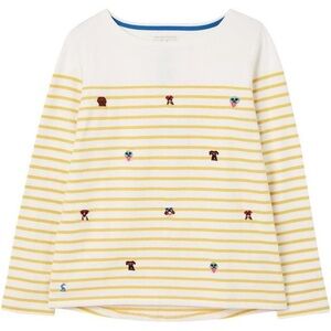 Joules Women's Harbour Embroidered dog motifs Long Sleeve Jersey Top size 8 M